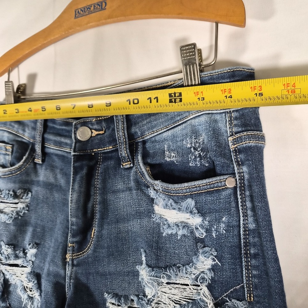 Judy Blue Distressed High Rise Denim Shorts Women's Small Raw Hem Stretch - Picture 3 of 8